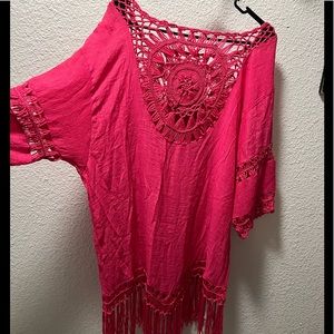 Swim cover up/fringe dress summer women’s XL NEW